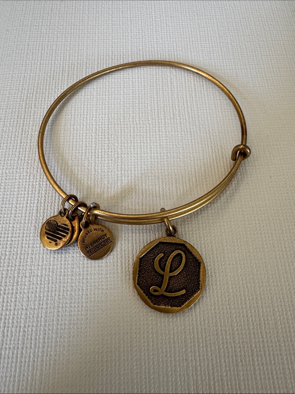 Alex and Ani Gold Initial 'L' Charm Bangle Bracelet